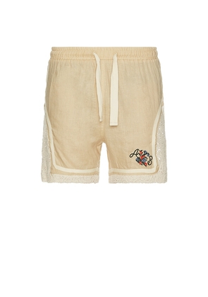 Agua Bendita Draco Shorts in Beige. Size 34. Also in 38.