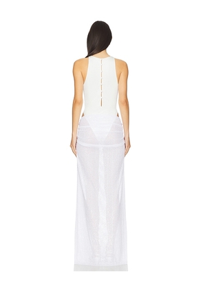 AWAVE Studio Bodysuit And Long Skirt Set in White. Size 36/4. Also in 34/2.