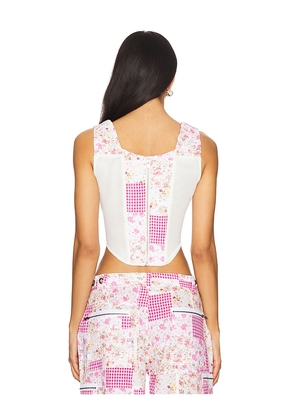 GUIZIO Mina Patchwork Corset in Pink. Size M. Also in XS, S, L.