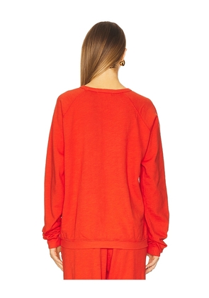 Eterne Oversized Lightweight French Terry Raglan Sweatshirt in Orange. Size M. Also in L, XL.