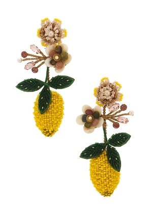 Deepa Gurnani Lemon Earrings in Yellow.