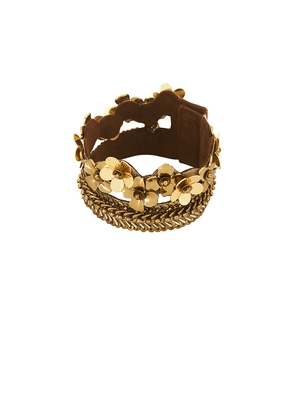 Deepa Gurnani Rika Bracelet in Metallic Gold.