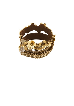 Deepa Gurnani Rika Bracelet in Metallic Gold.