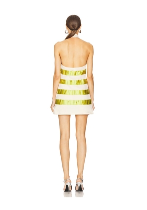 AREA Crystal Polo Dress in Cream,Green. Size M. Also in XS, S.