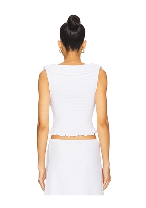 GUIZIO Paloma Smocked Top in White. Size M. Also in S, L, XL.