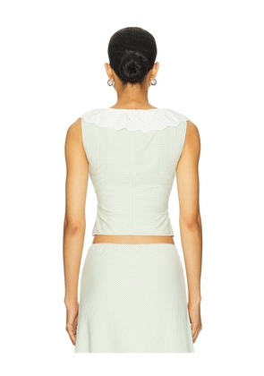 GUIZIO Gingham Paloma Lace Top in Green. Size M. Also in XXS.