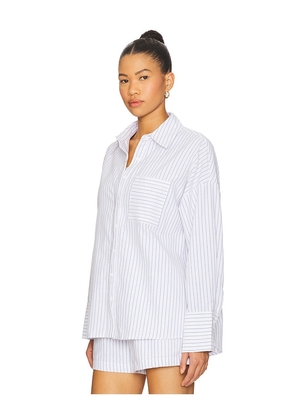 ALL THE WAYS Alice Button Down Top in White,Blue. Size XS. Also in M.