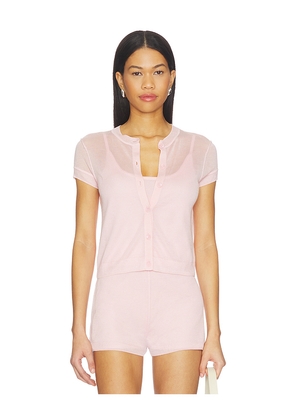 Central Park West Serena Sheer Cardi With Cami Top in Pink. Size L. Also in M, S, XL, XS.
