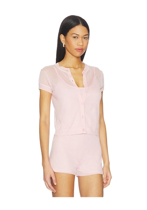 Central Park West Serena Sheer Cardi With Cami Top in Pink. Size L. Also in S, XS, M, XL.