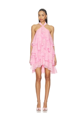 ELLIATT Poppy Tiered Mini Dress in Pink. Size L. Also in M, S, XL, XS.