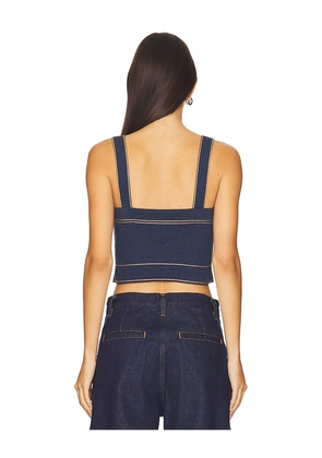 Autumn Cashmere Cropped Top Stitch Tank Top in Navy. Size M. Also in S.