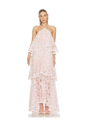 ELLIATT Valencia Tiered Gown in Pink. Size L. Also in M, S, XL, XS.