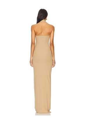 Eterne Halter Maxi Dress in Nude. Size M. Also in L.