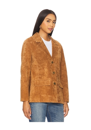 Central Park West Atlas Suede Boyfriend Blazer in Brown. Size M. Also in S, XS, XL.