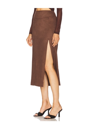 Bardot Dante Faux Suede Midi Skirt in Brown. Size 12. Also in 2, 8, 10.