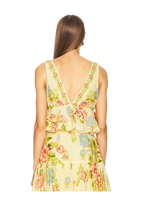 HEMANT AND NANDITA Peplum Top in Lemon. Size M. Also in S, L, XL.
