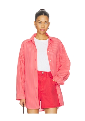 AGOLDE Sonia Shirt in Coral. Size L. Also in M, S, XL, XS.