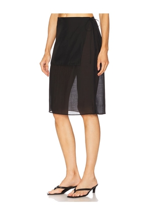 EAVES Ettore Apron Midi Skirt in Black. Size M. Also in S, XS, XXS.