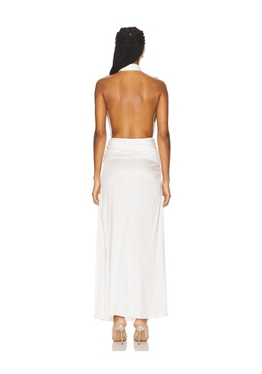 Courtney Zheng Selene Plunge Jersey Gown in White. Size M. Also in L, XS, S.