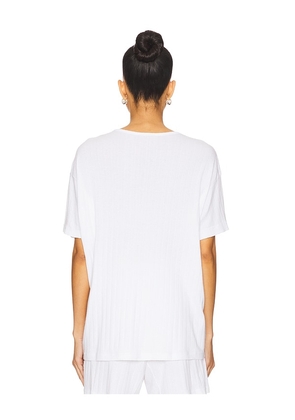 DONNI. Pointelle Oversized Tee in White. Size M. Also in XXS, XS, S.