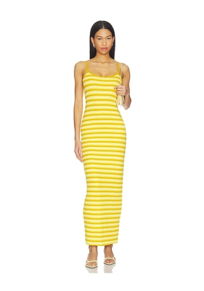 AFRM Ashlyn Cozy Rib Dress in Yellow,Mustard. Size 1X. Also in L, M, S, XL, XS, XXS.