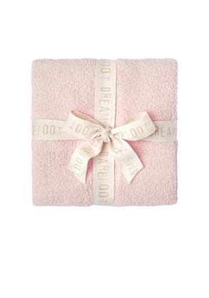 Barefoot Dreams Cozychic Cotton Seashell Texture Stroller Blanket in Pink.