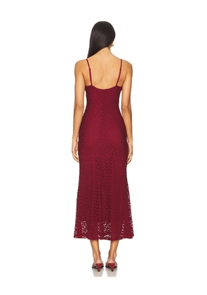 Bardot Louisa Mesh Midi Dress in Burgundy. Size 12. Also in 10.