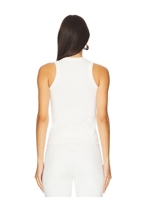 AREA Distressed Crystal Ribbed Knit Tank Top in Ivory. Size S. Also in XS.