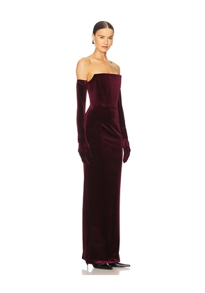 Bronx and Banco Florentina Strapless Velvet Gown in Burgundy. Size M. Also in XS, S, L, XL.