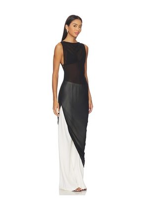 EAVES Via Asym Maxi Dress in Black. Size M. Also in L.