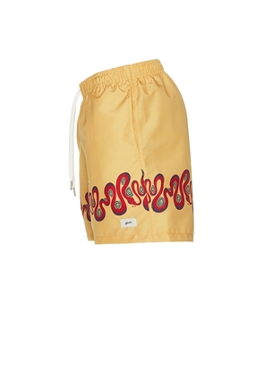 Bather Ochre Dizzy Boa Swim Trunks in Mustard. Size M. Also in L.
