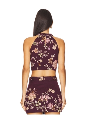 HEMANT AND NANDITA Halter Neck Top in Burgundy. Size M. Also in L, XXS.