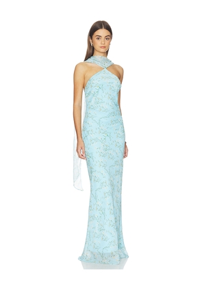 Amanda Uprichard Ashton Maxi Dress in Baby Blue. Size L. Also in M, S, XL, XS.