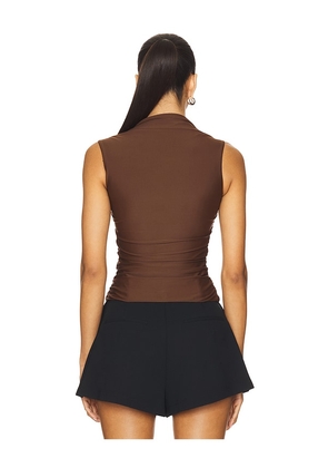 Amanda Uprichard x REVOLVE Short Sleeve Momo Top in Chocolate. Size M. Also in L, S, XL, XS.