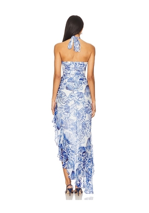 Amanda Uprichard Marabou Dress in Blue. Size L. Also in M, S, XL, XS.