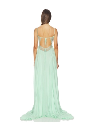 Blumarine Georgette Plisse Dress in Mint. Size 36. Also in 38.