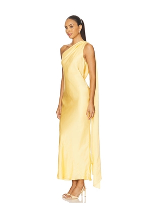 Alejandra Alonso Rojas One Shoulder Dress With Cape in Yellow. Size 2. Also in 0, 4.