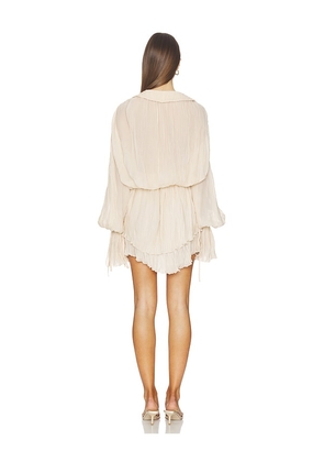 Blumarine Georgette Plisse Dress in Beige. Size 36. Also in 38, 40.