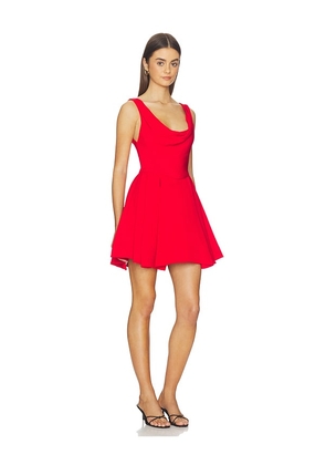 Alice + Olivia Estrella Draped Flare Mini Dress in Red. Size 0. Also in 2, 4, 6, 8.
