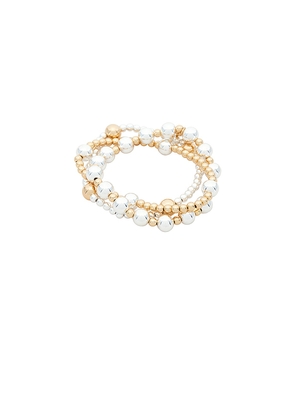 Ettika Mixed Metal Bubble Line Bracelet Set in Metallic Gold,Metallic Silver.