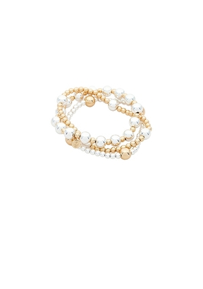 Ettika Mixed Metal Bubble Line Bracelet Set in Metallic Gold,Metallic Silver.