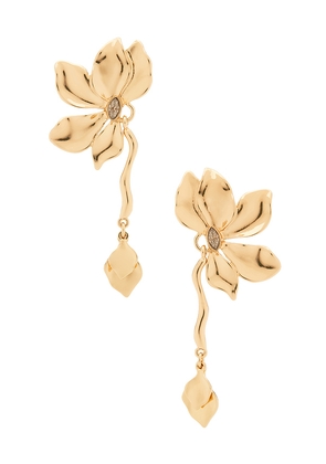 Ettika Petals Statement Earrings in Metallic Gold.