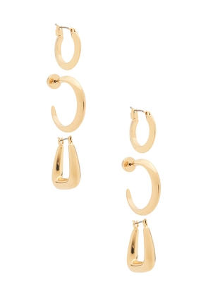 Ettika Modern Shapes Earring Set in Metallic Gold.