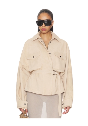 EAVES x Jasmine Tookes Lina Belted Jacket in Brown. Size L. Also in M, S, XL, XS, XXS.
