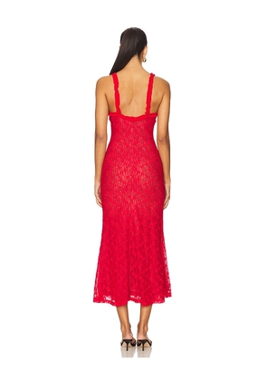 Bardot Alegra Stretch Lace Midi Dress in Red. Size 12. Also in 4, 10.