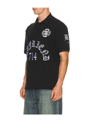 Badfriend Best Out Embroidered Knit Polo in Black. Size L. Also in S, M, XL/1X.