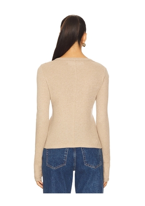 Enza Costa New Classic Long Sleeve Crew Top in Beige. Size S. Also in M, L.