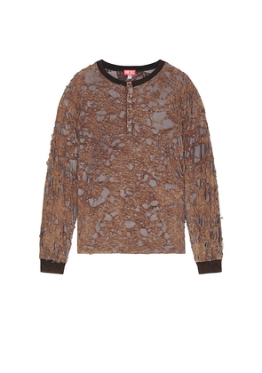 Diesel T-Overt Long Sleeve Tee in Brown. Size XL/1X. Also in L, M.