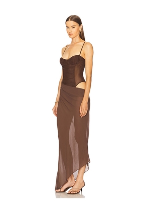 Camila Coelho Greer Maxi Dress in Brown. Size M. Also in L, XL.