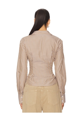 ALL THE WAYS Ellie Button Up Top in Brown. Size M. Also in XS, XXS, S, L.